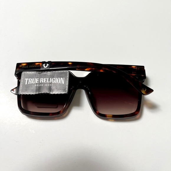 New Original TRUE RELIGION Square Sunglasses Oversized Acetate Rhinestone Trim X